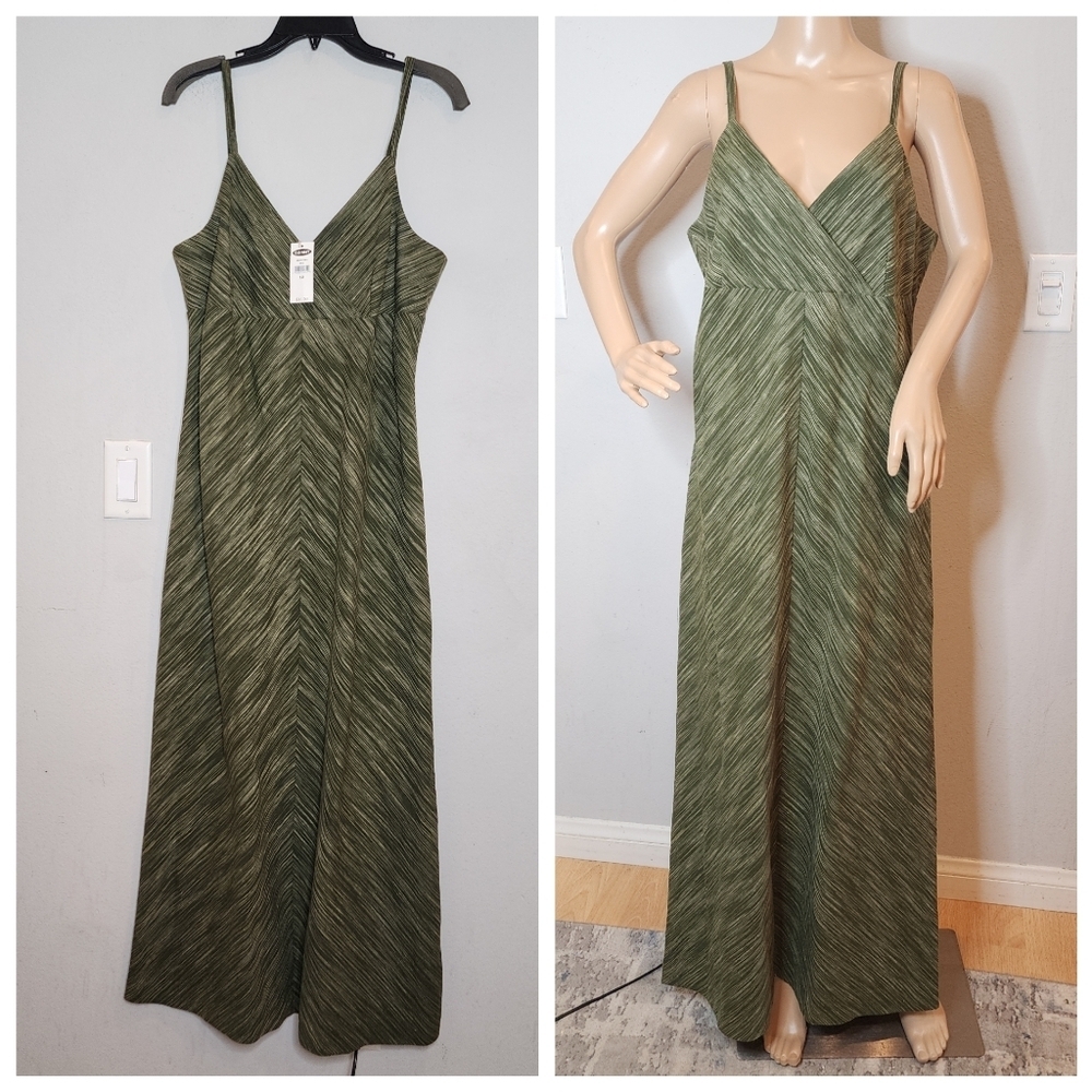 NWT‎ Old Navy Linen Cotton Green Sleeveless Maxi Dress Size 12